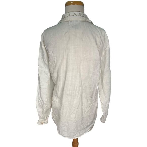 Vintage Courtenay 100% Linen Beach Light Weight Long Sleeve Size 10 Button Down - Picture 2 of 11